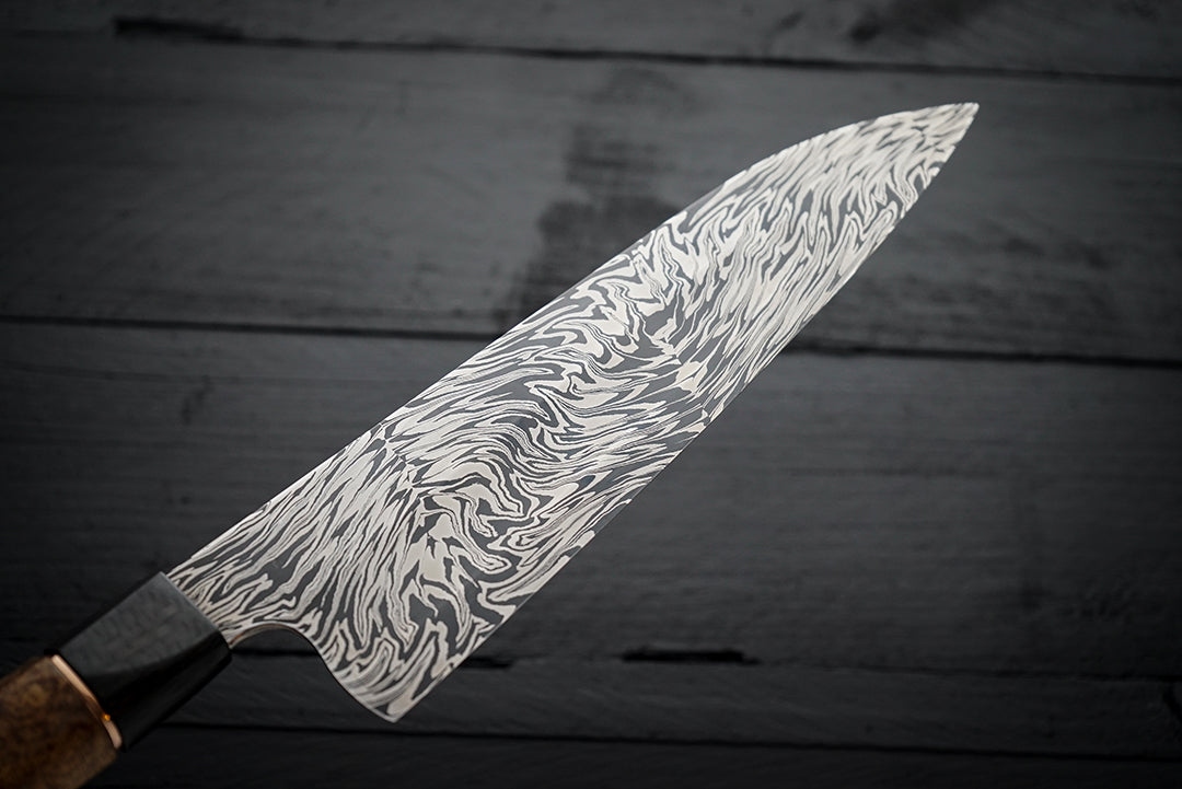 Gyuto fire pattern York Burl