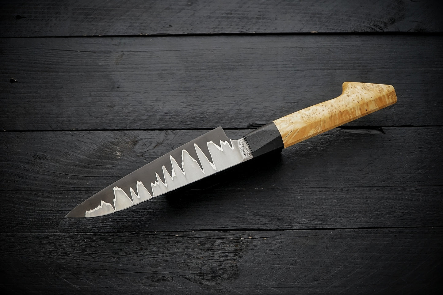 Petty 52100 stainless clad maple burl