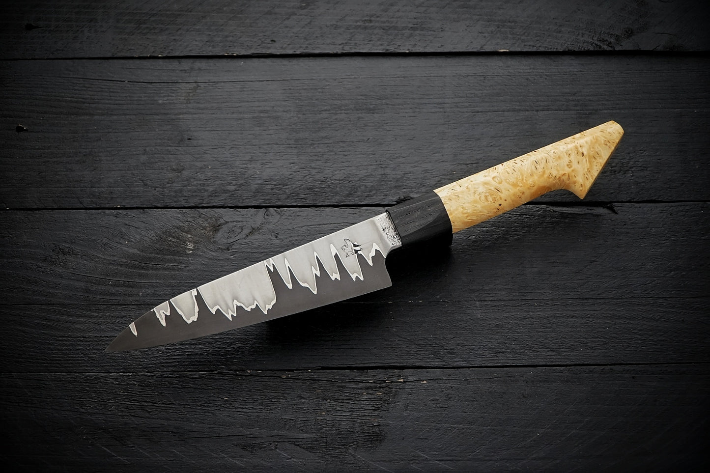 Petty 52100 stainless clad maple burl