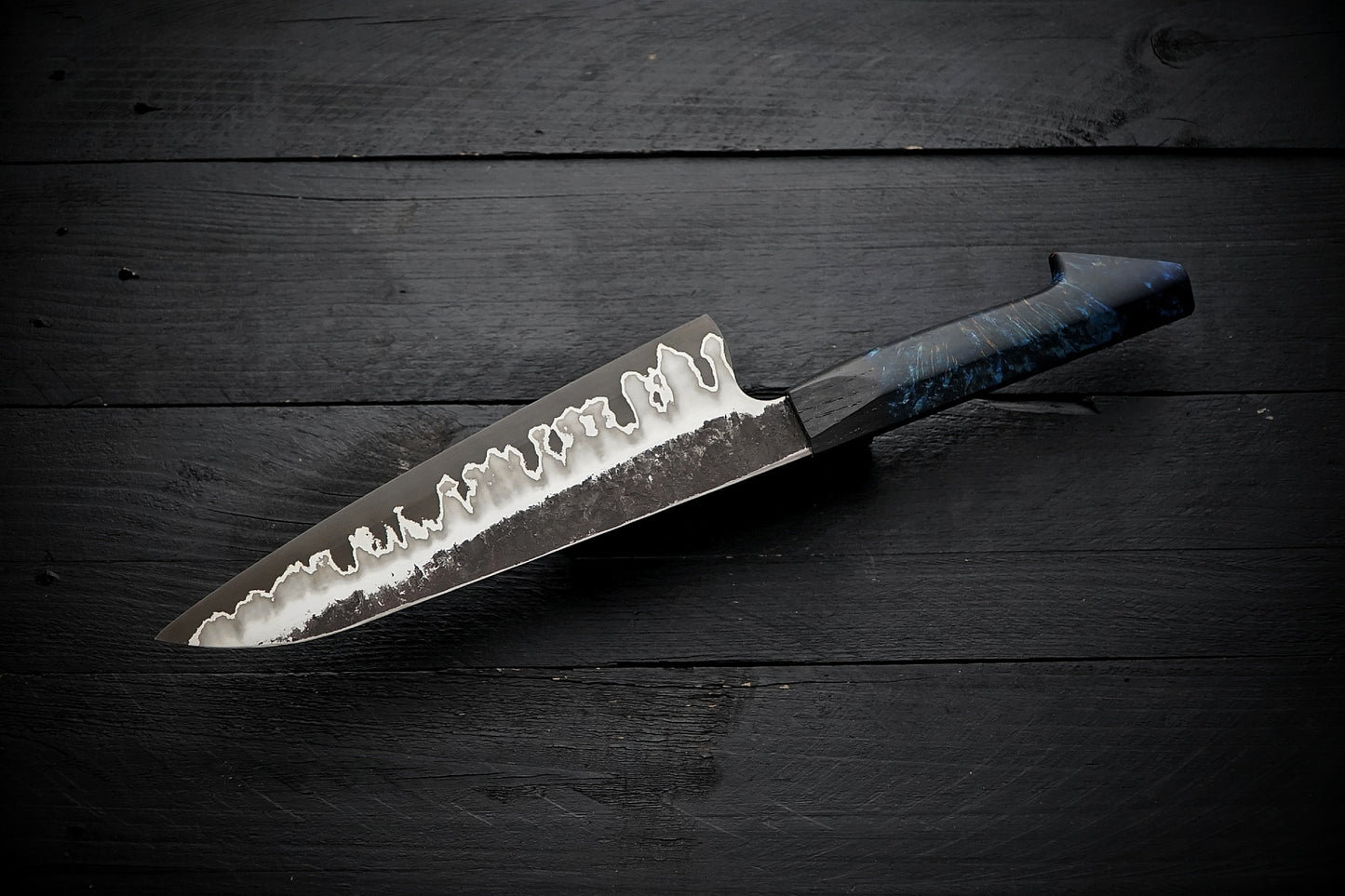 Gyuto 52100 Stainless clad blue birch