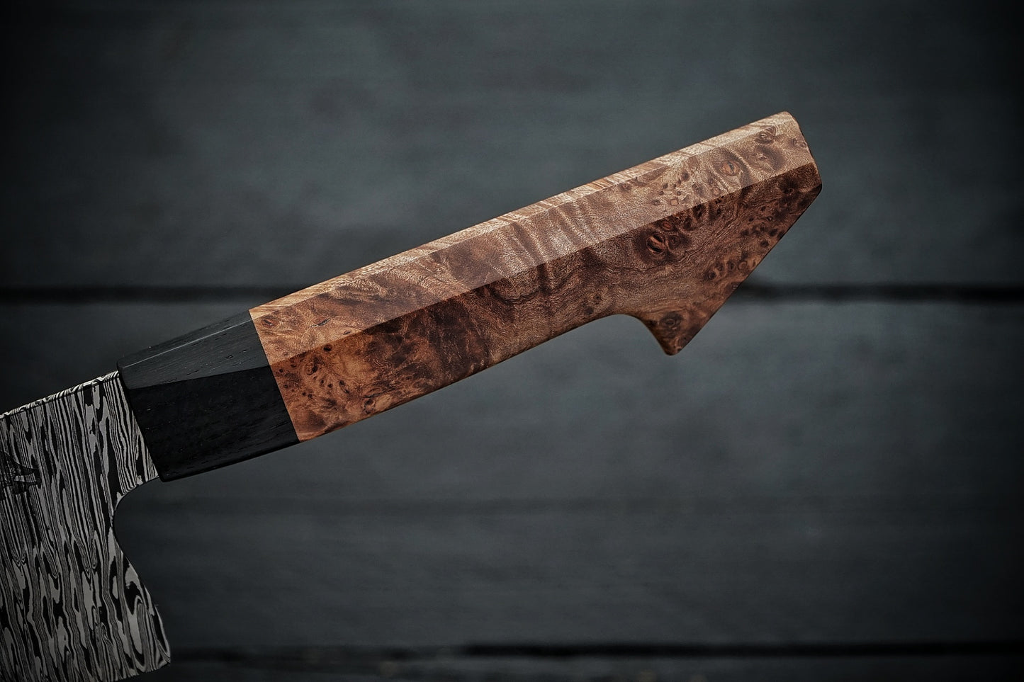 Gyuto twisted w maple burl