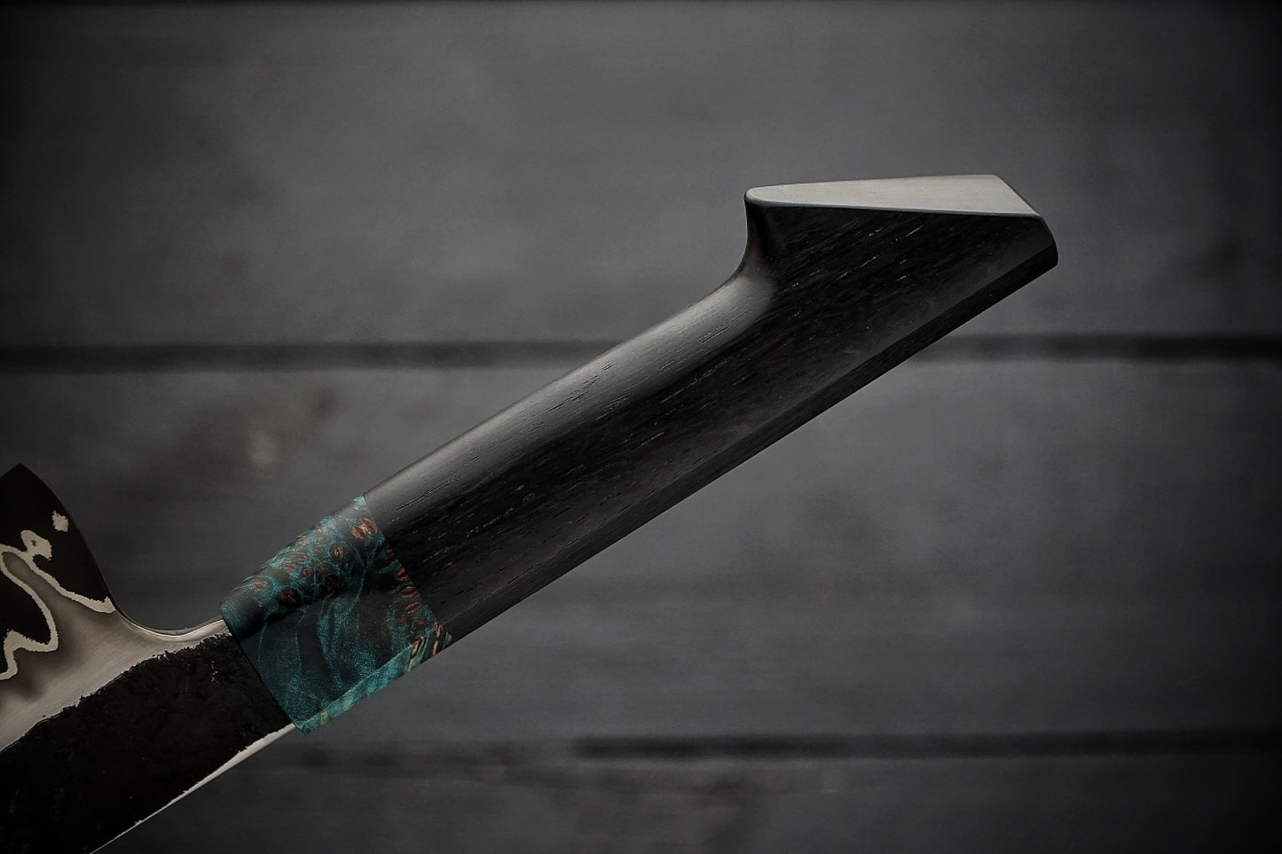 Gyuto 52100 stainless clad bog oak