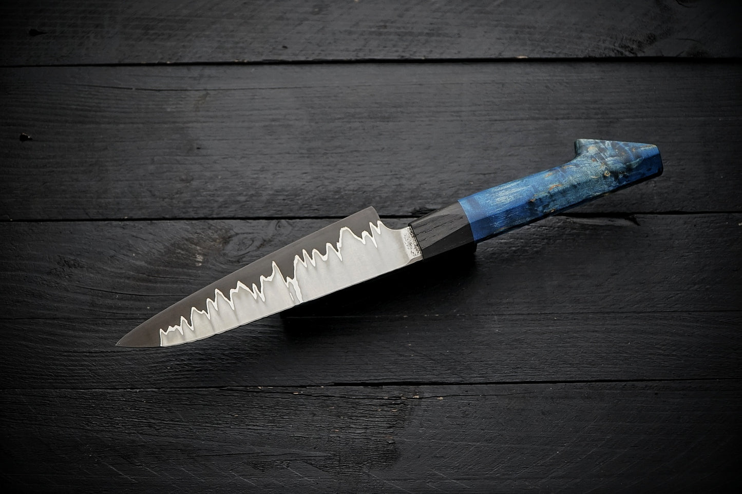 Petty 52100 stainless clad blue birch