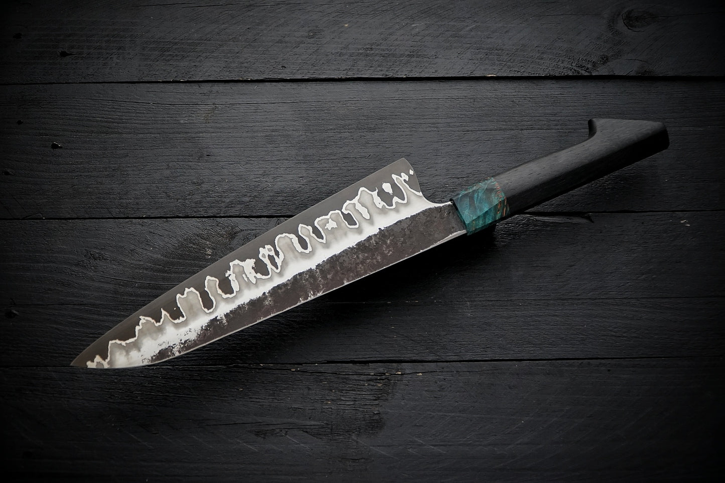 Gyuto 52100 stainless clad bog oak