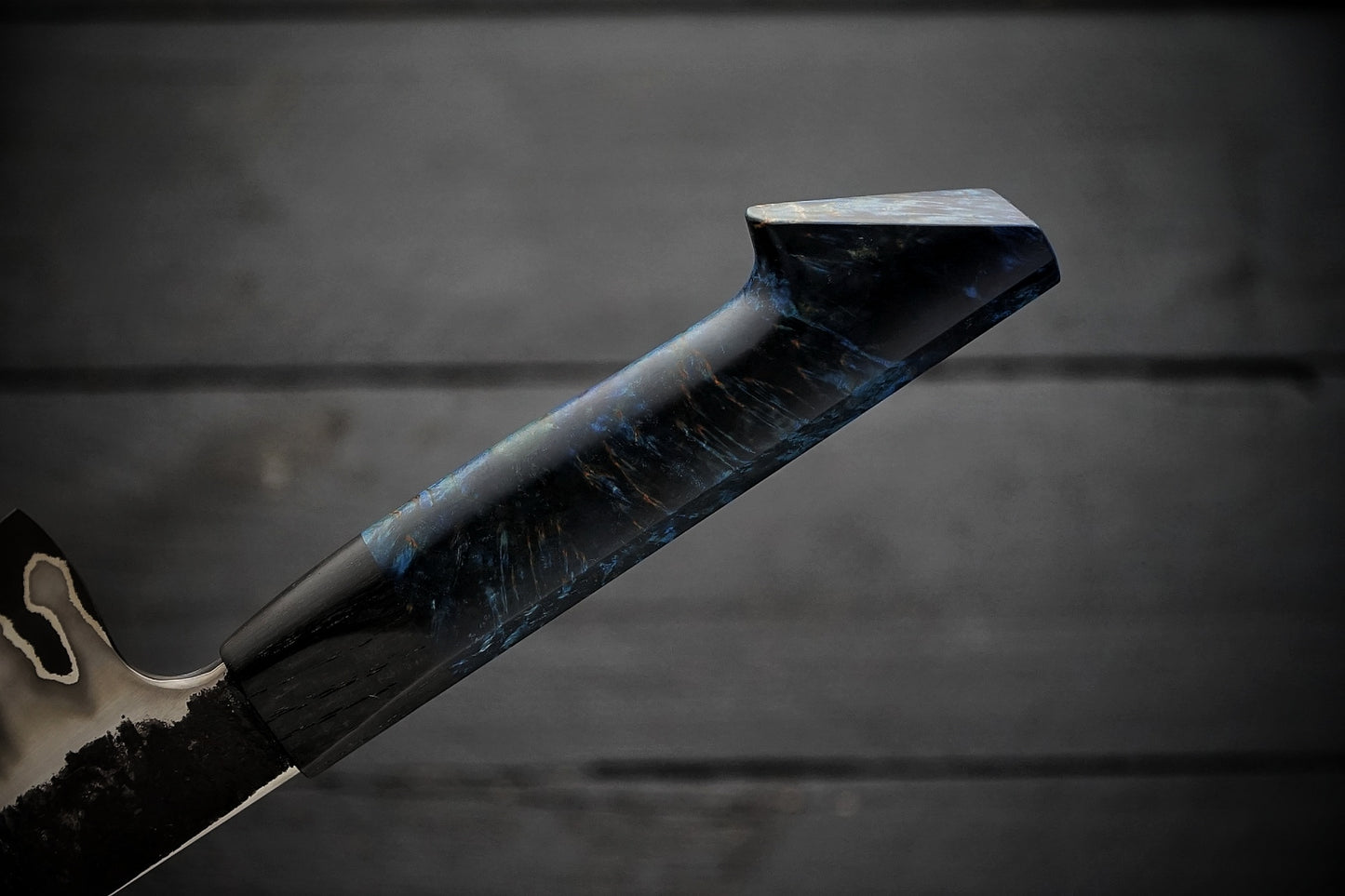 Gyuto 52100 Stainless clad blue birch