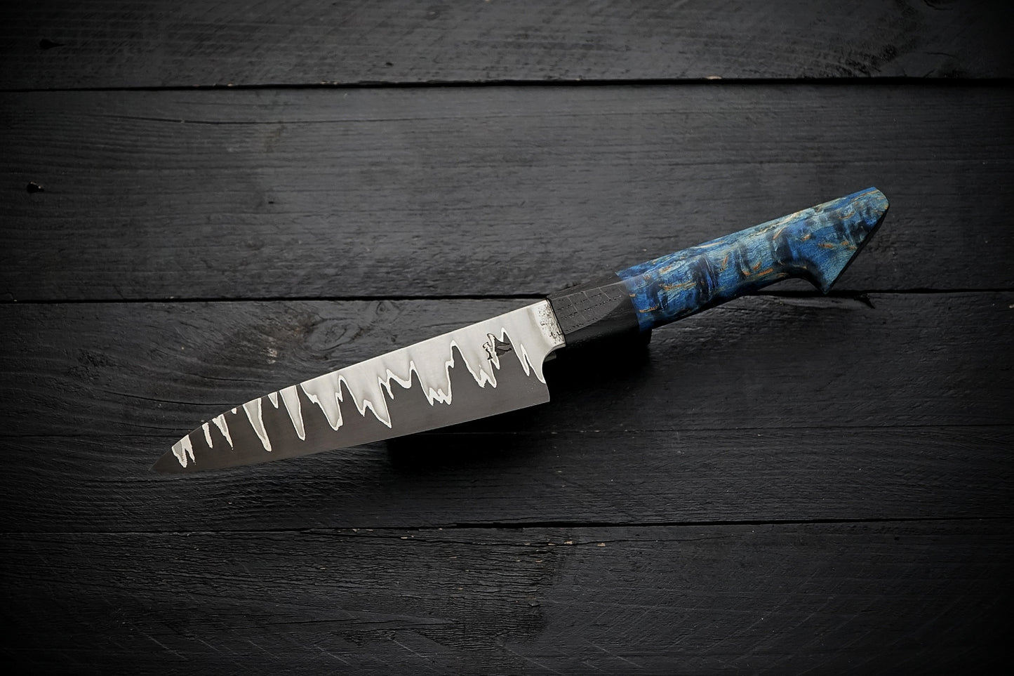 Petty 52100 stainless clad blue birch