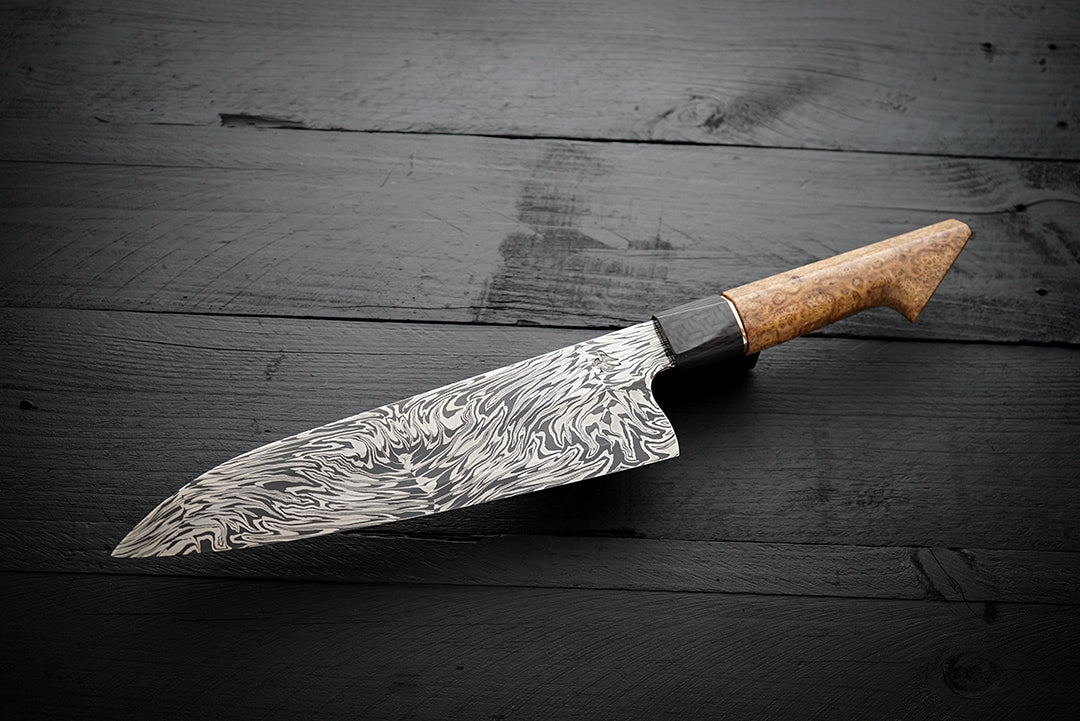 Gyuto fire pattern York Burl