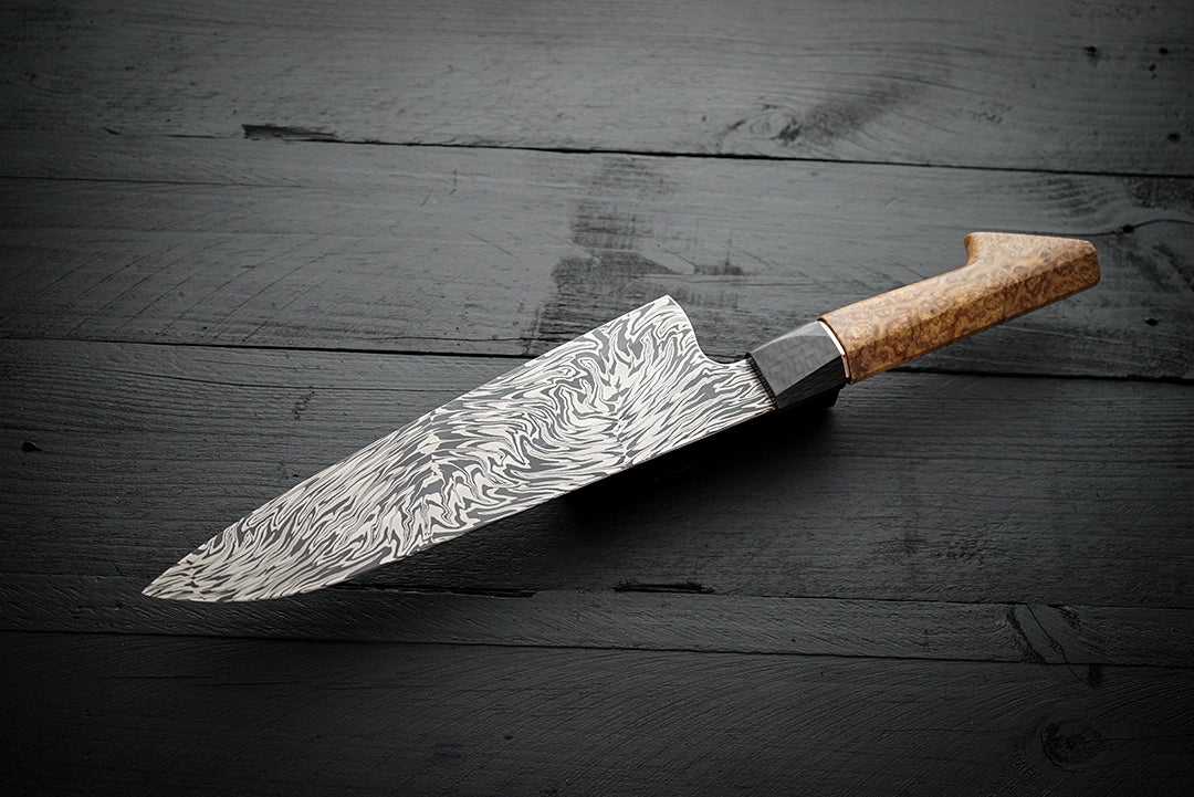 Gyuto fire pattern York Burl