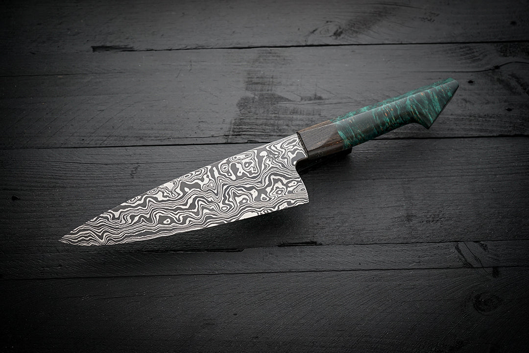 Euro style teal maple burl