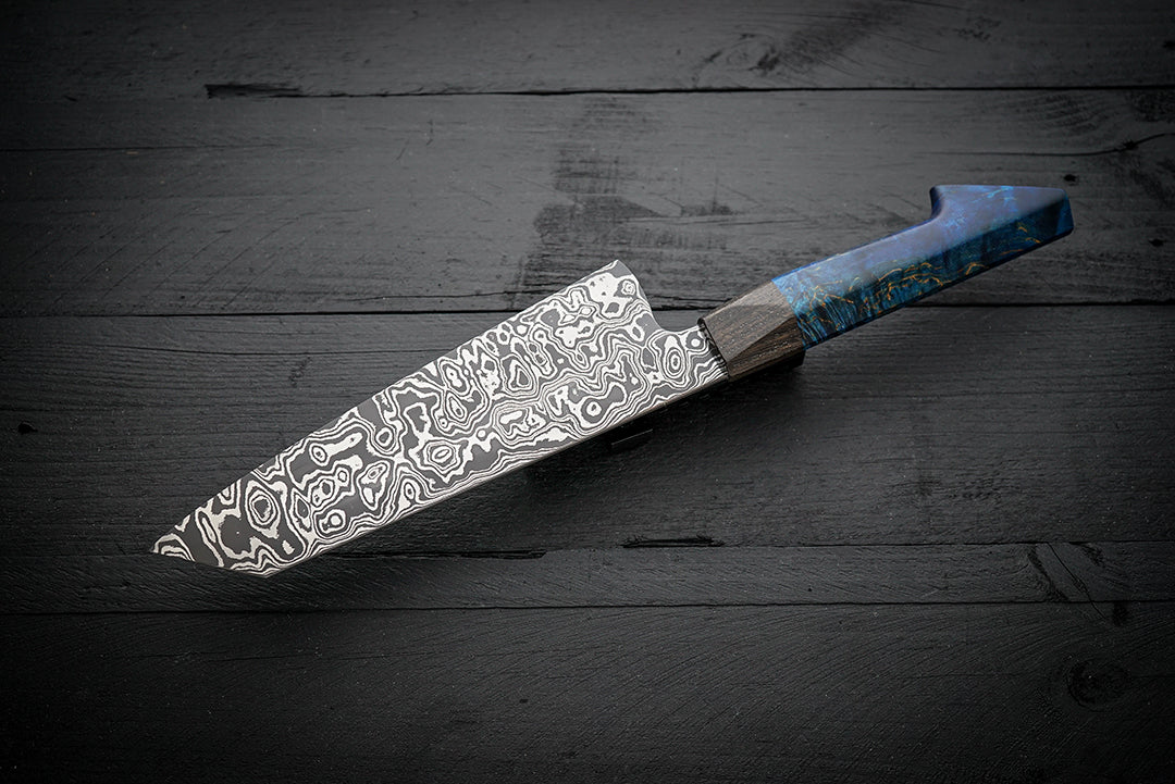 K-tip Gyuto Blue Maple Burl