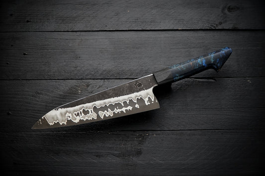 Gyuto 52100 Stainless clad blue birch